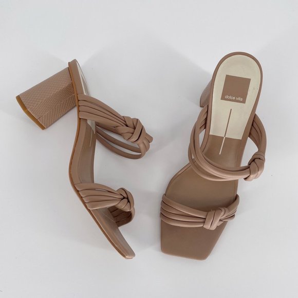 Dolce Vita Shoes - Dolce Vita Pama Heels in Cafe Stella Nude Knotted Strap Block Heel Women's 11
